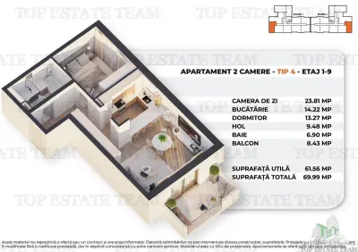 Appartement 2 Chambres dans Immeuble Neuf Moderne, 62 m² + Balcon, à 15 min du Palais du Parlement - foto 6