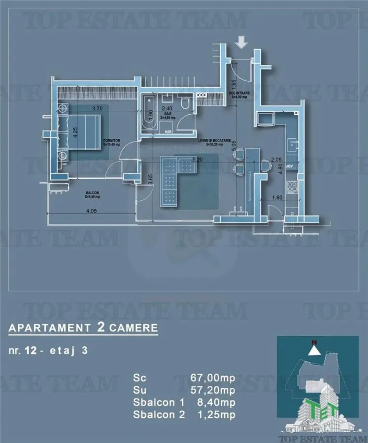Apartamento de 2 Dormitorios en Edificio Nuevo, Zona Mosilor - foto 1