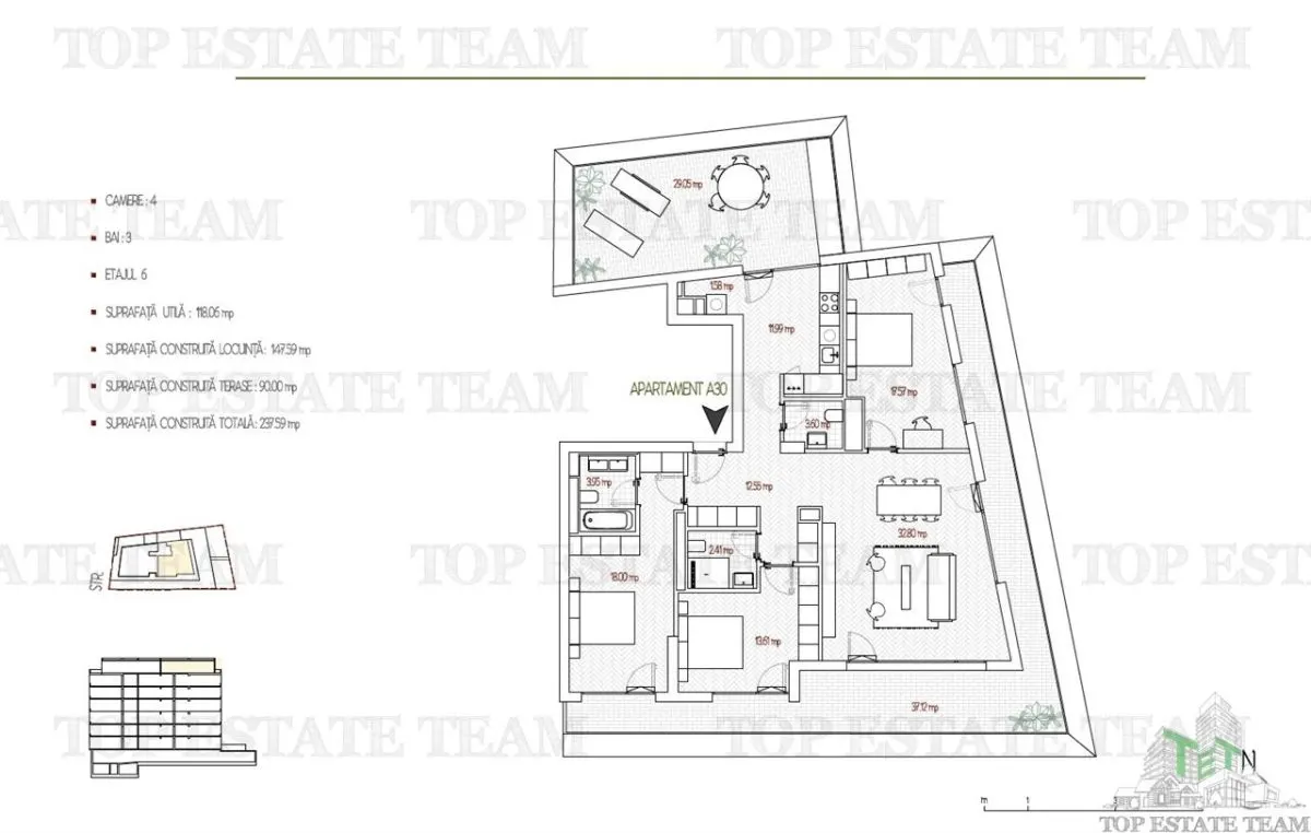 Penthouse 4 Chambres, Terrasse 66 m², Immeuble Boutique, Bucarest, Parc Opéra - foto 9