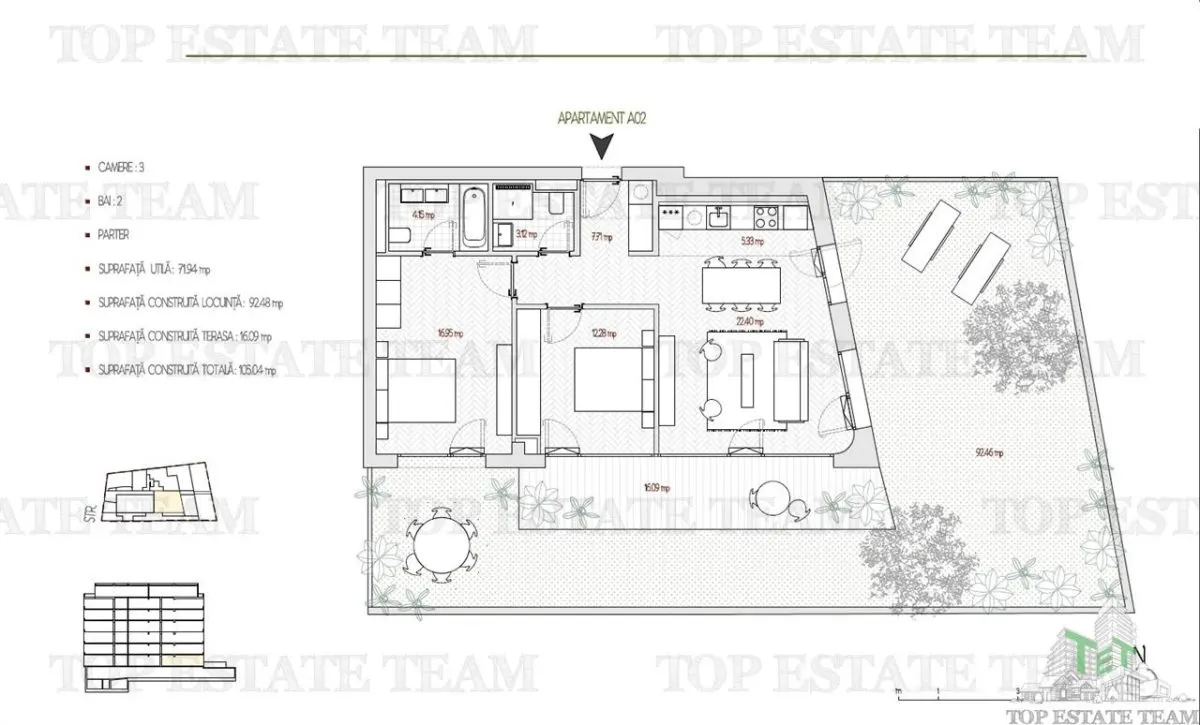 Apartamento de 3 Dormitorios con Jardín de 92 m², Edificio Boutique, Bucuresti, Parque Ópera - foto 12