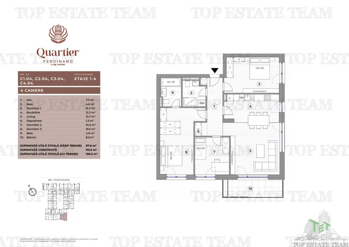 Apartamento de Cuatro Dormitorios, Bd Ferdinand - foto 3