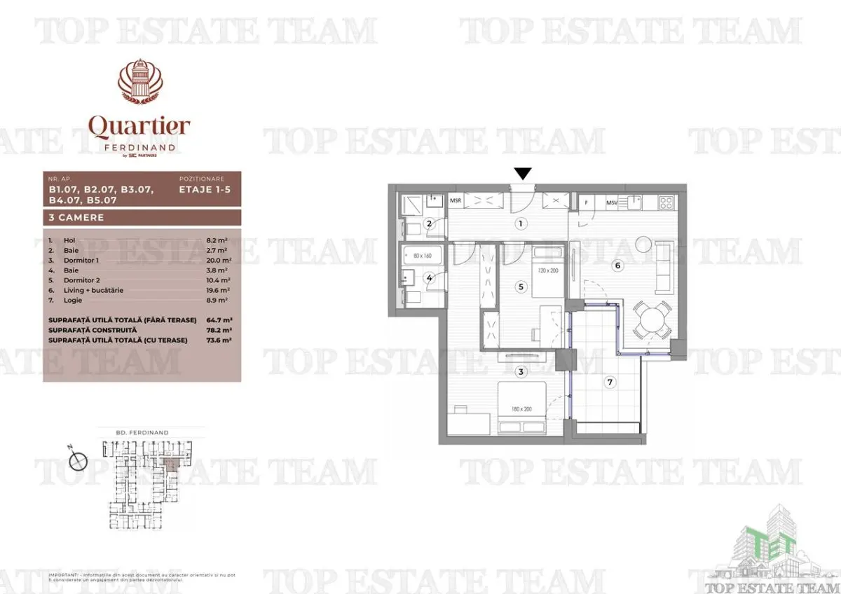 Appartement Trois Chambres, Bd Ferdinand - foto 2