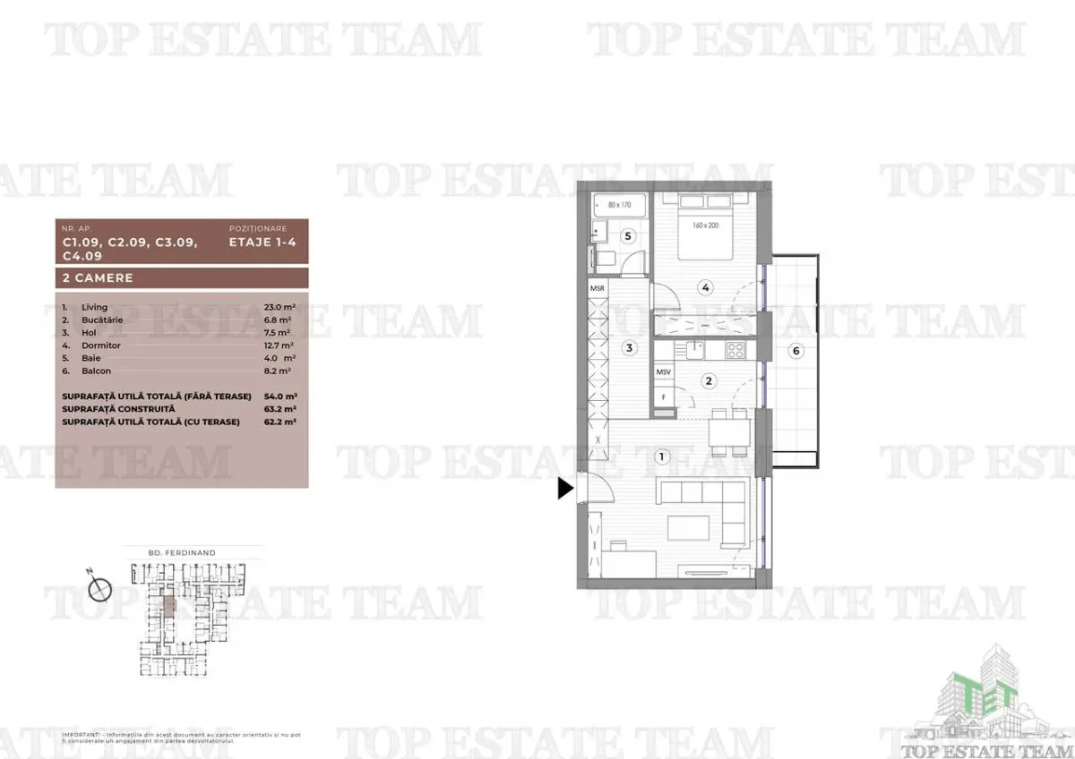 Appartement Deux Chambres, Bd Ferdinand - foto 2
