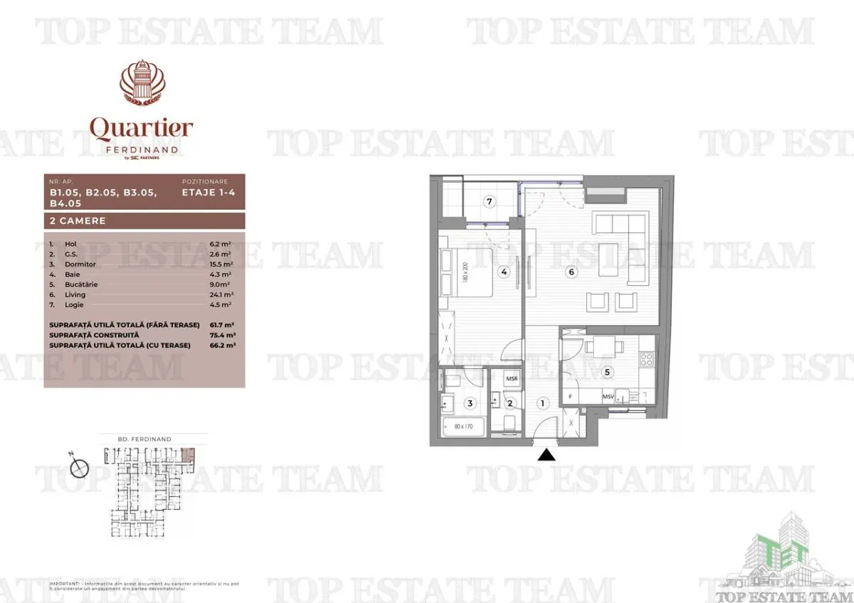 Appartement Deux Chambres, Bd Ferdinand - foto 3