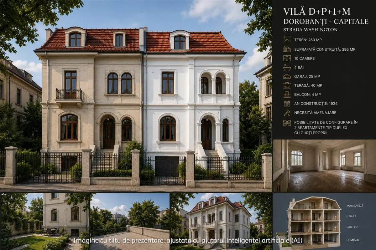 Venta: Villa de Entreguerras D+P+1+M, Dorobanți – Bucarest, Solar 260 sqm - foto 1