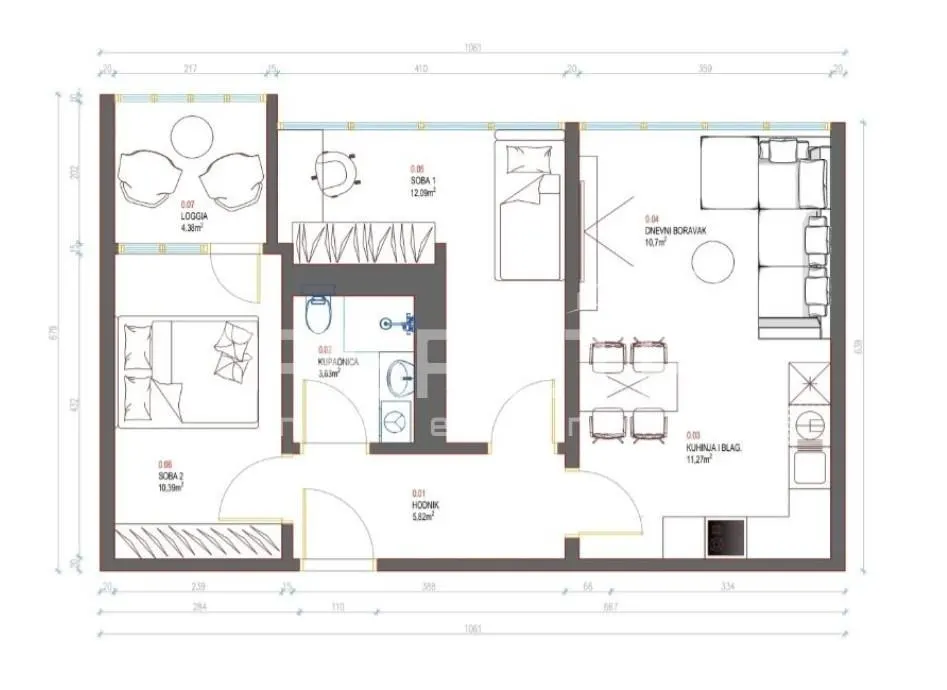 Apartamento de Dos Dormitorios en Venta en Utrine, Zagreb - foto 2