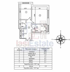 Apartment with 2 bedrooms for sale 41 sqm in Iasi, Hala Centrala area - Iasi