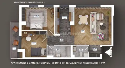 Apartment with 2 bedrooms for sale 54 sqm in Bucuresti, Sisesti area - foto 7