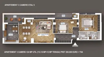 Apartment with 2 bedrooms for sale 54 sqm in Bucuresti, Sisesti area - foto 8