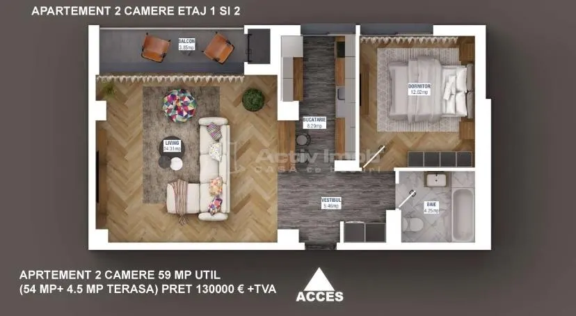 Apartment with 2 bedrooms for sale 54 sqm in Bucuresti, Sisesti area - foto 9