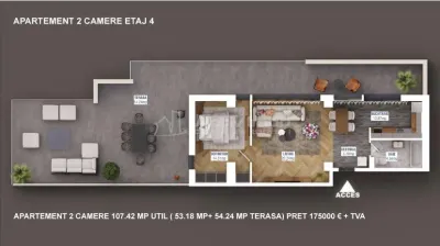 Apartment with 2 bedrooms for sale 54 sqm in Bucuresti, Sisesti area - foto 10