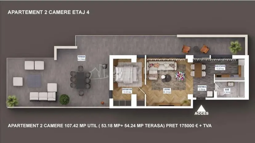 Apartment with 2 bedrooms for sale 54 sqm in Bucuresti, Sisesti area - foto 10
