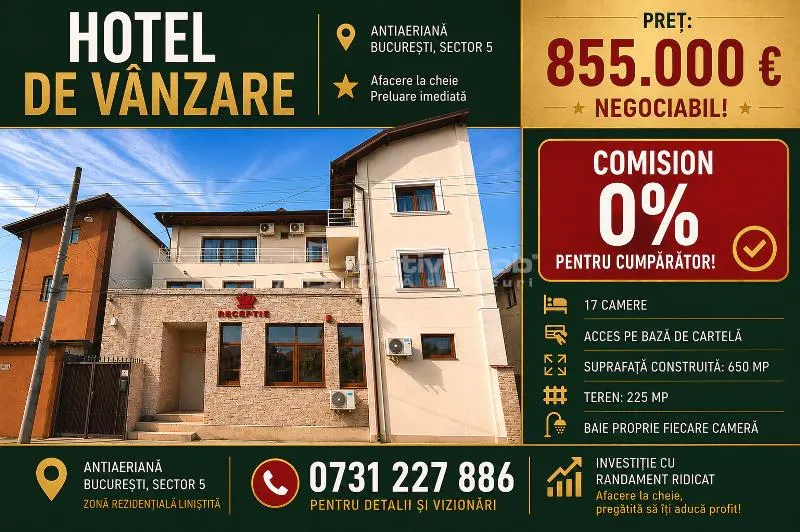 VANZARE - CLADIRE COMERCIALA HOTEL - RAHOVA - MARGEANULUI - ANTIAERIANA - INVESTITIE -- 17 CAMERE - 550000E - COMISION 0 ! - foto 1