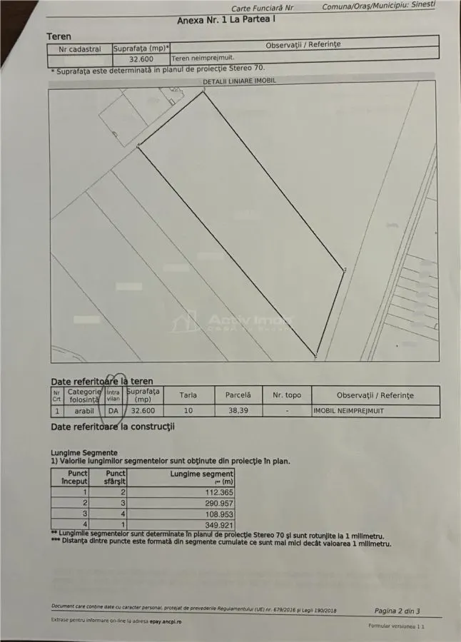 Cartera de 3 Parcelas Intravilanas, Sinești – 12 €/m² - foto 3