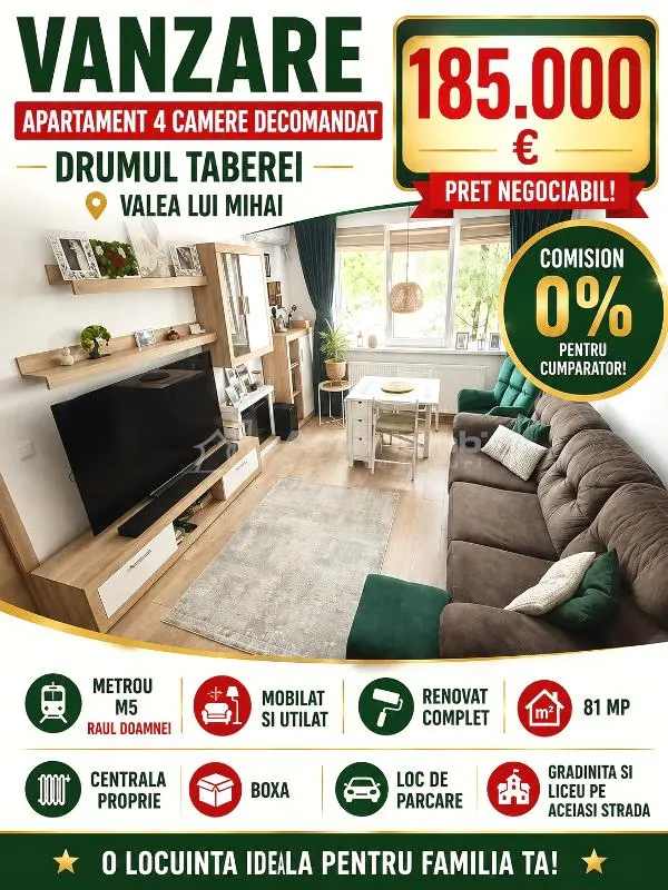 Apartment with 4 bedrooms for sale 81 sqm in Bucuresti, Drumul Taberei area - foto 1