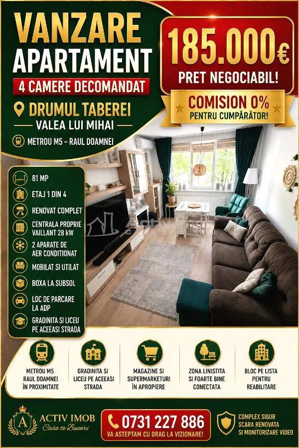 Apartment with 4 bedrooms for sale 81 sqm in Bucuresti, Drumul Taberei area - foto 1