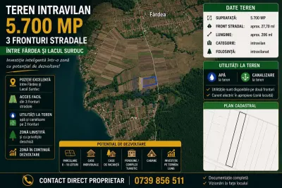Terreno Urbano 5.700 m² | Triple Frente | Entre Fârdea y Lac Surduc - Fardea