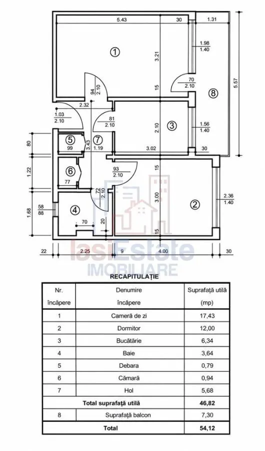 Appartement 2 Pièces à Distribution Séparée, Tătărași, 2e Étage - foto 12
