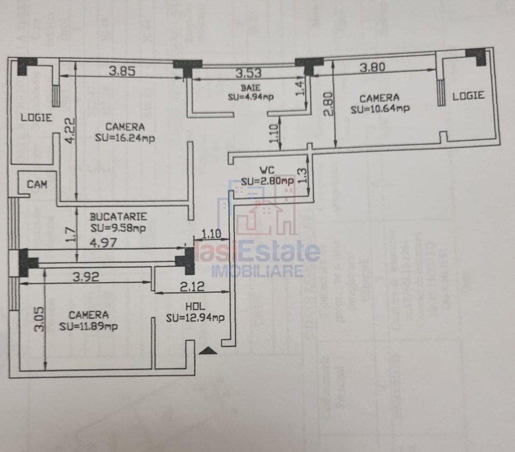 Apartament 3 camere zona Podul de Fier - Iasi