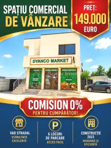 Local Commercial à Vendre, Clinceni – 149.000 EUR, TVA Comprise – Investissement à Rendement Immédiat - Clinceni