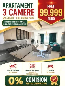 Vanzare - Apartament mobilat - utilat - Clinceni - 99999E - tva inclus - COMISION 0 ! - Clinceni