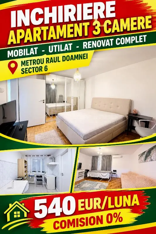 Appartement 3 Chambres à Louer – Métro Raul Doamnei – 540€/mois – Meublé et Rénové - foto 1