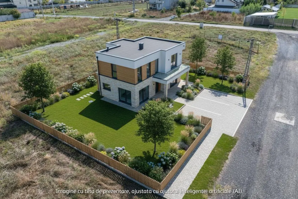 Teren intravilan 764 mp - deschidere 30,56 m, proiect locuinta P+1E – Branesti - foto 1