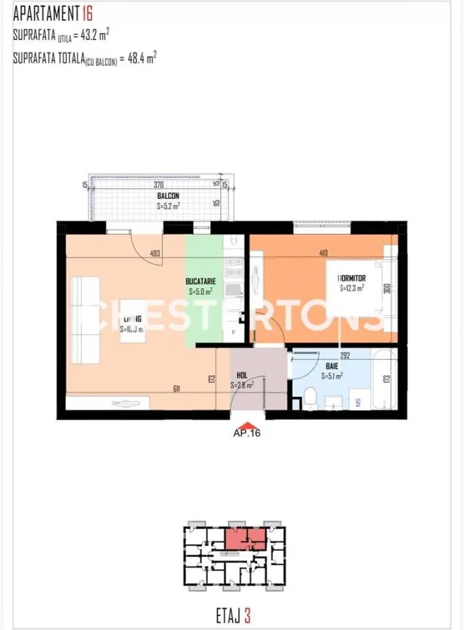 Apartament 2 camere de vanzare – Bragadiru | 43,2 mp utili + balcon 5,2 mp - foto 4