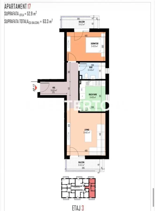 非凡2卧室公寓 | 52.9平方米 | 2个阳台 | 布拉格迪鲁 - foto 1