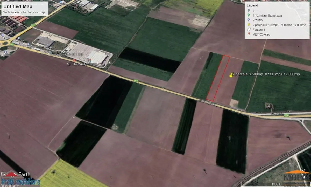 Teren intravilan 2 parcele de 8500 mp front la centura Aradului linga Metro - foto 1