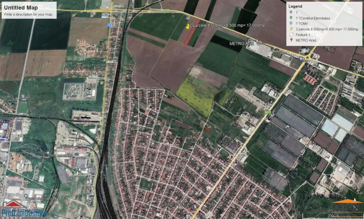 Teren intravilan 2 parcele de 8500 mp front la centura Aradului linga Metro - foto 4