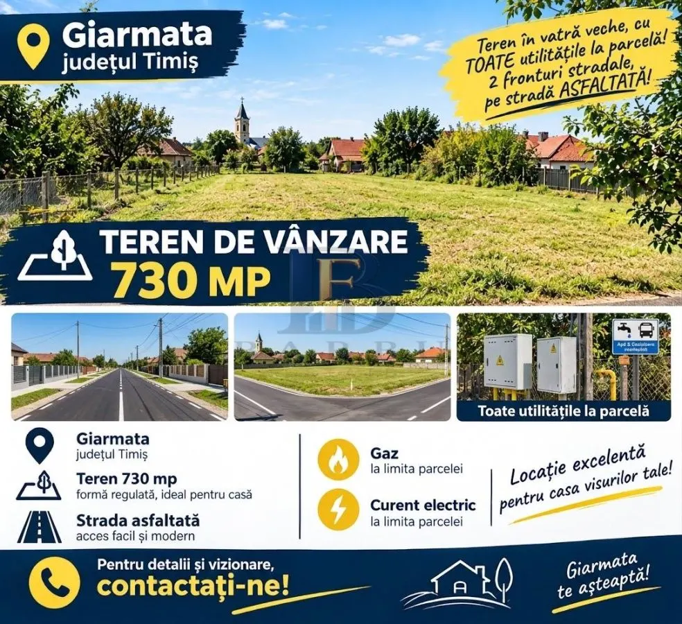 Teren Giarmata, strada asfaltata, toate utilitatile - foto 2