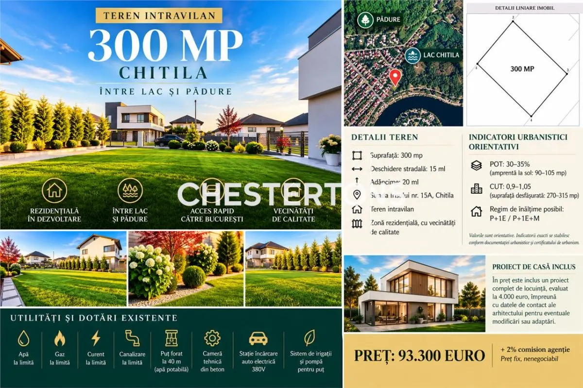 Teren intravilan 300 mp /Chitila – Intre lac si padure /Utilitati si proiect inclus - foto 1